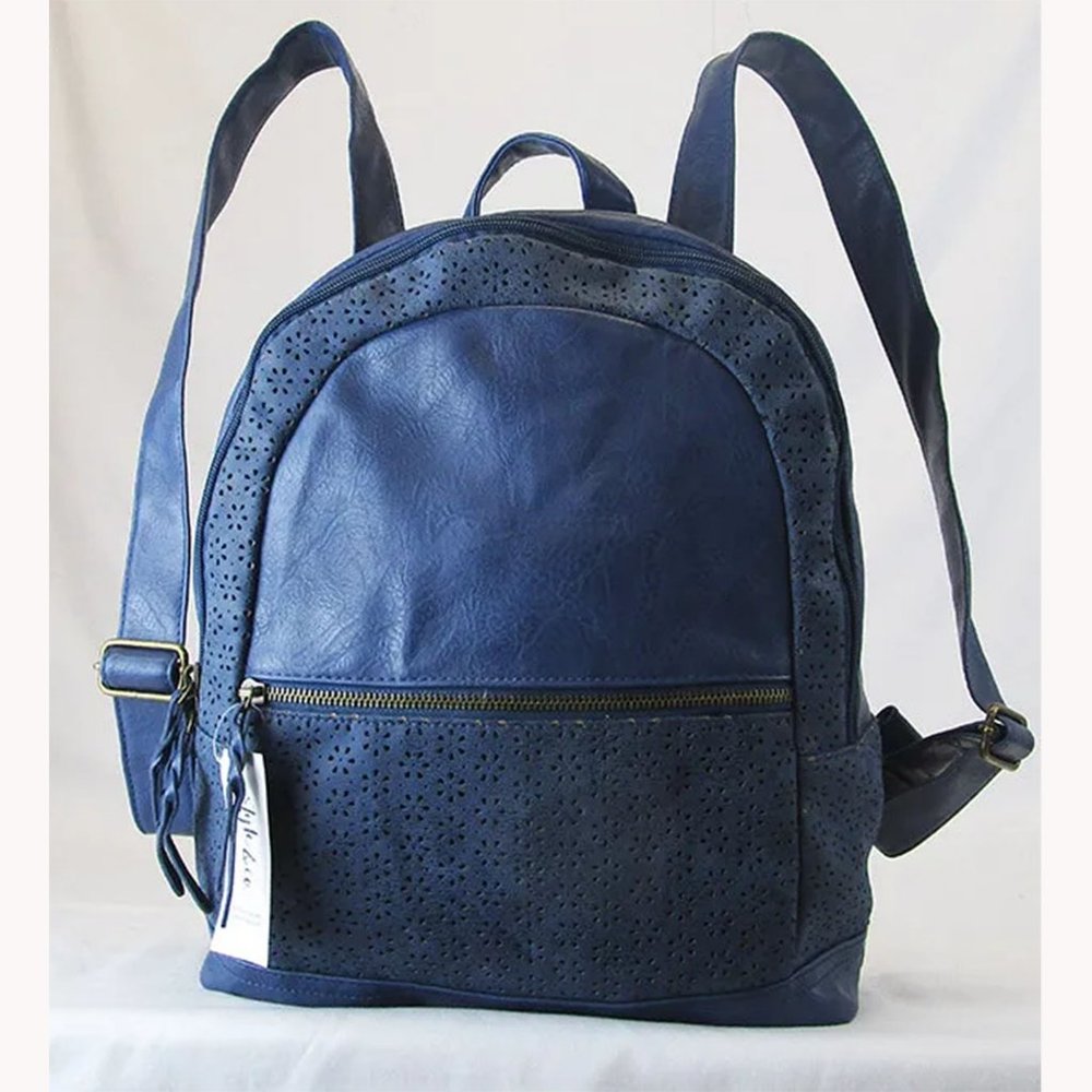 STYLE & CO AIRYELL Perforated Navy Leather Backpack